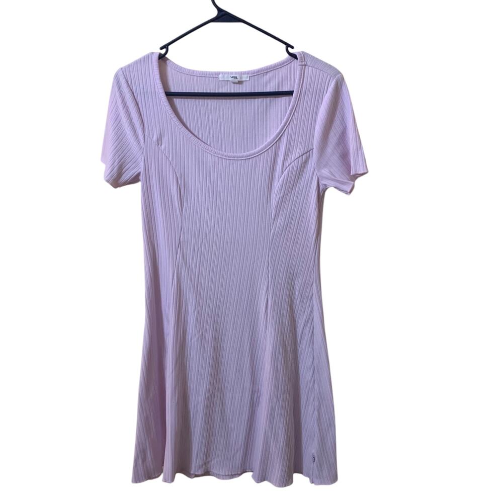 Vans Pink Oh Snap Rib Flare Scoop Neck Skater Dress Size Medium